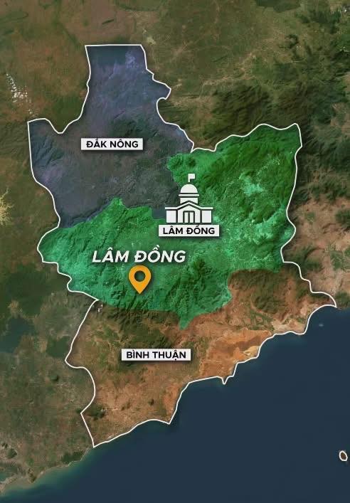 Bản đồ Tỉnh Lâm Đồng sau sáp nhập 
