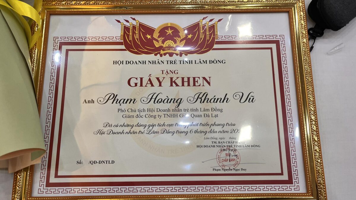 Phạm Hoàng Khánh Vũ - Phó chủ tịch hội Doanh nhân trẻ tỉnh Lâm Đồng